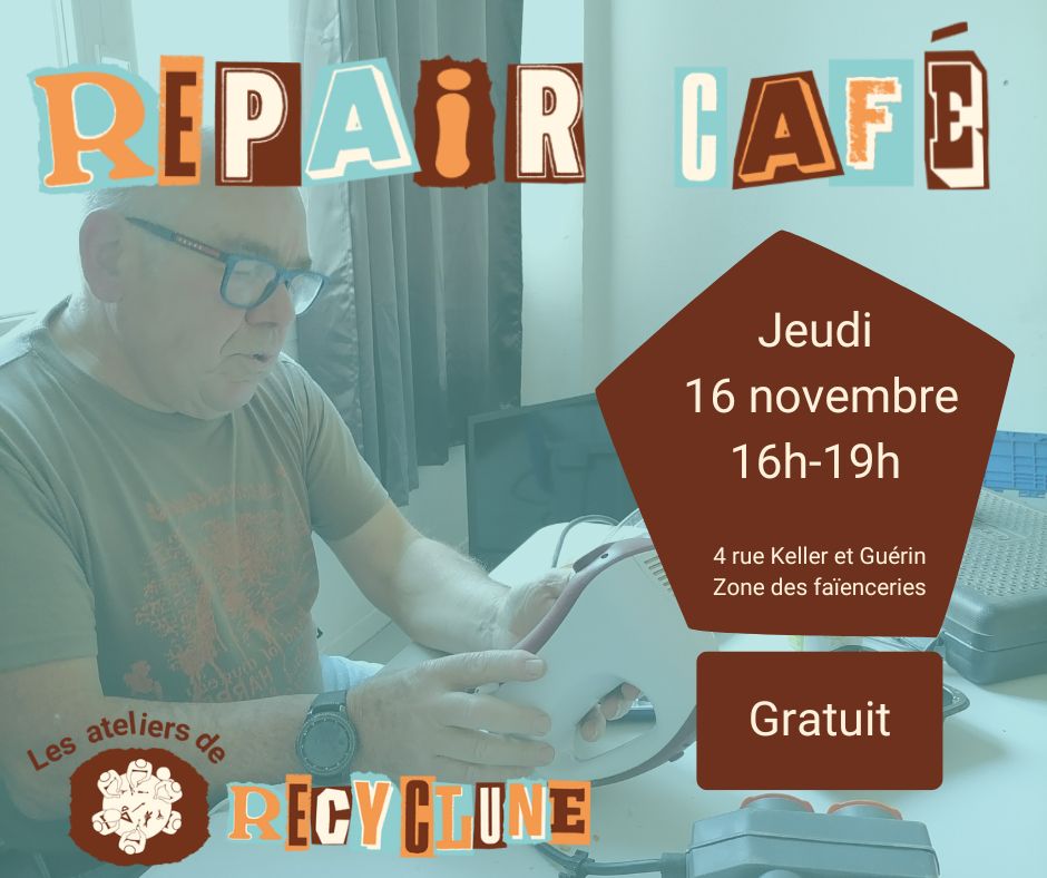 Repair cafe, 16h/19h