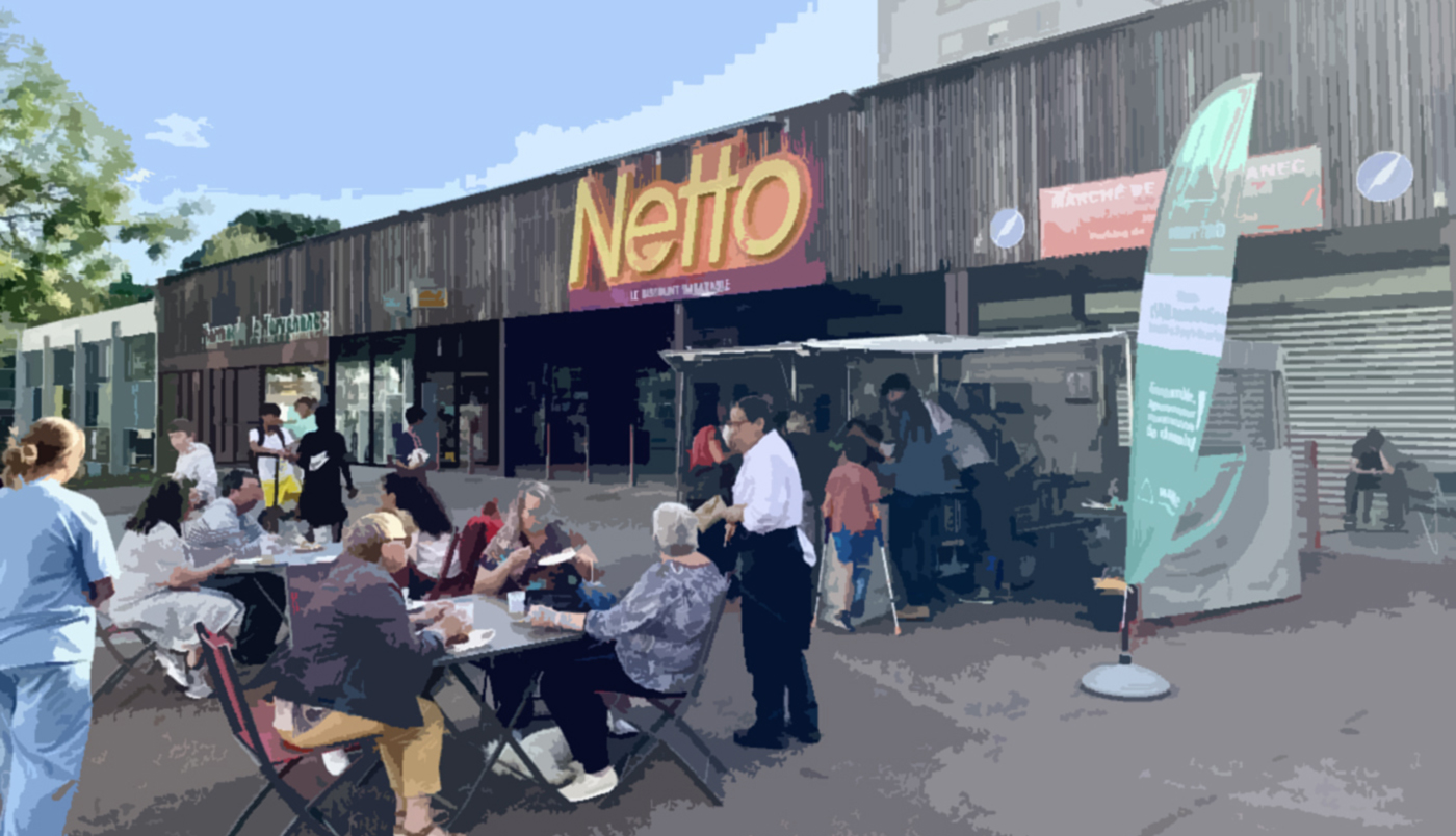 Cuisine mobile devant le Netto