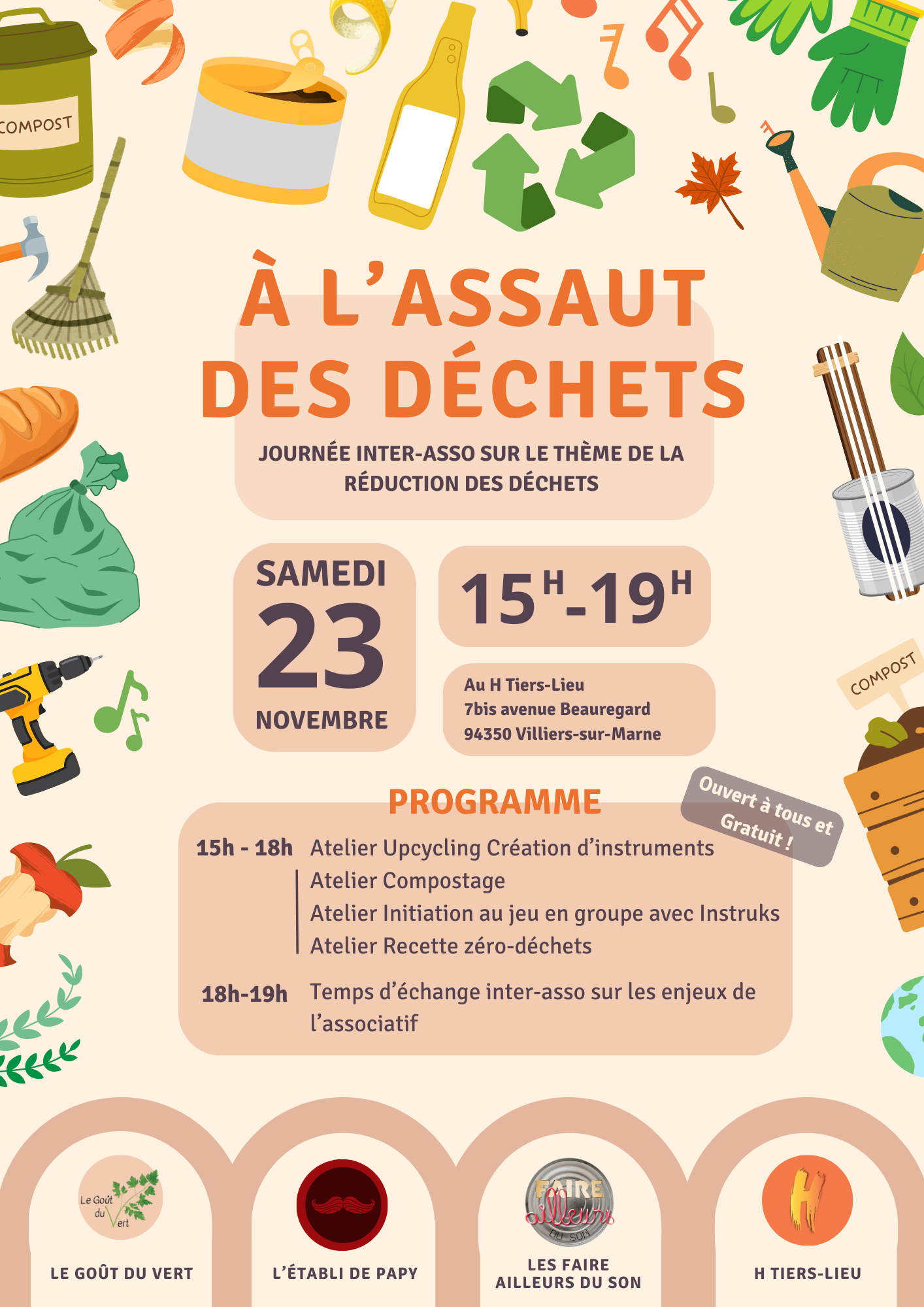 Affiche Evènement A l'assaut des déchets H Tiers Lieu 