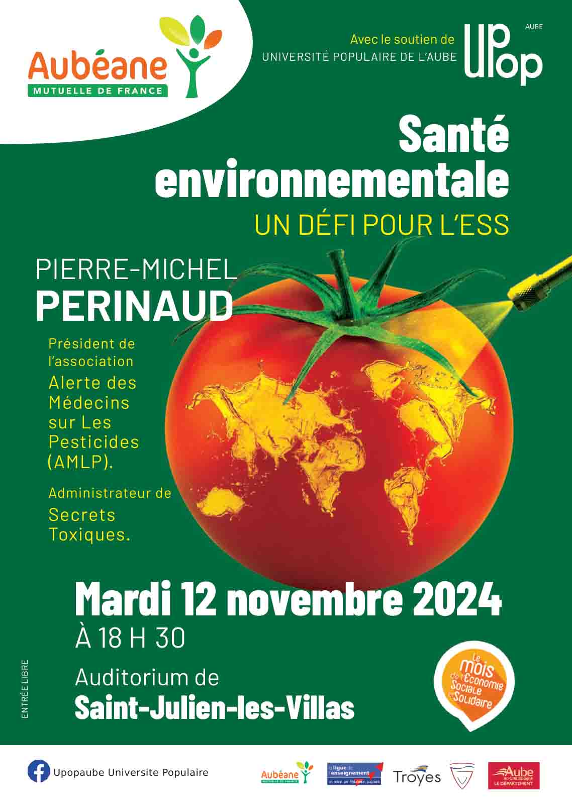 CONFERENCE DEBAT "Santé environnementale, un défi pour l'ESS" animée par Pierre-Michel PERINAUD