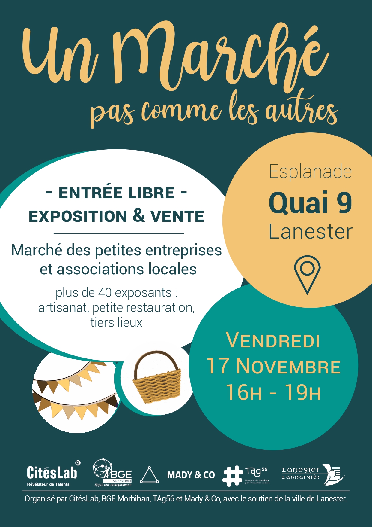 Affiche Un marché pas comme les autres 17/11/23 Esplanade Quai 9 Lanester