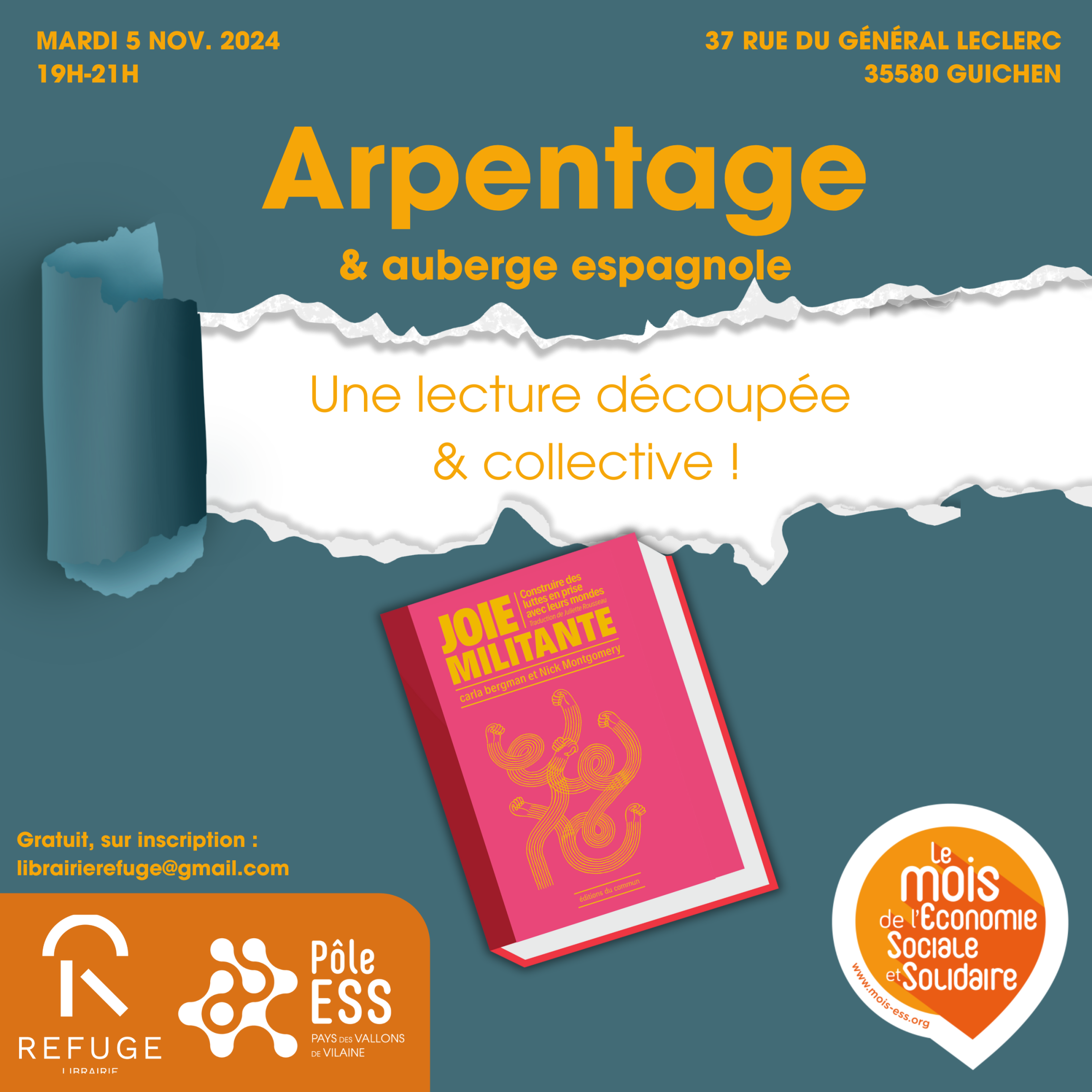 Arpentage à la Librairie Refuge de Guichen le mardi 5 novembre 2024