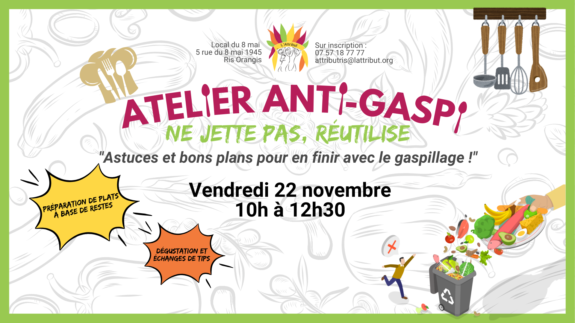 Visuel atelier cuisine anti-gaspi - L'Attribut