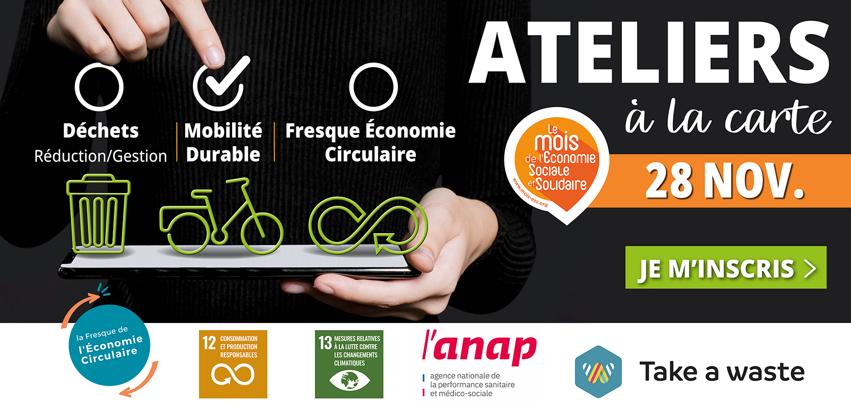 Journée ateliers à la carte déchets (réduction et gestion), mobilité durable et Fresque de l'Economie Circulaire