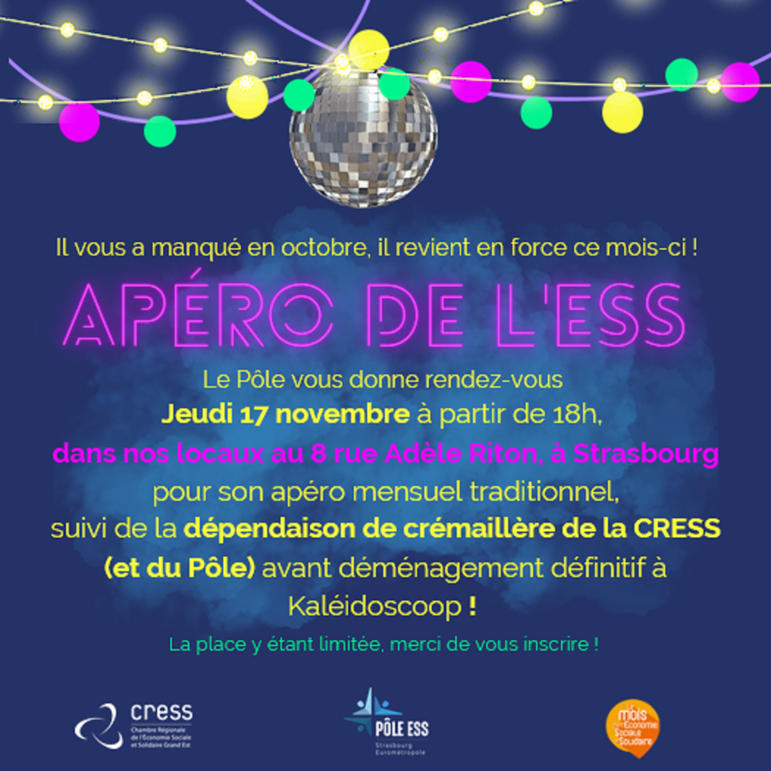 Invitation Apéro de l'ESS 17 novembre