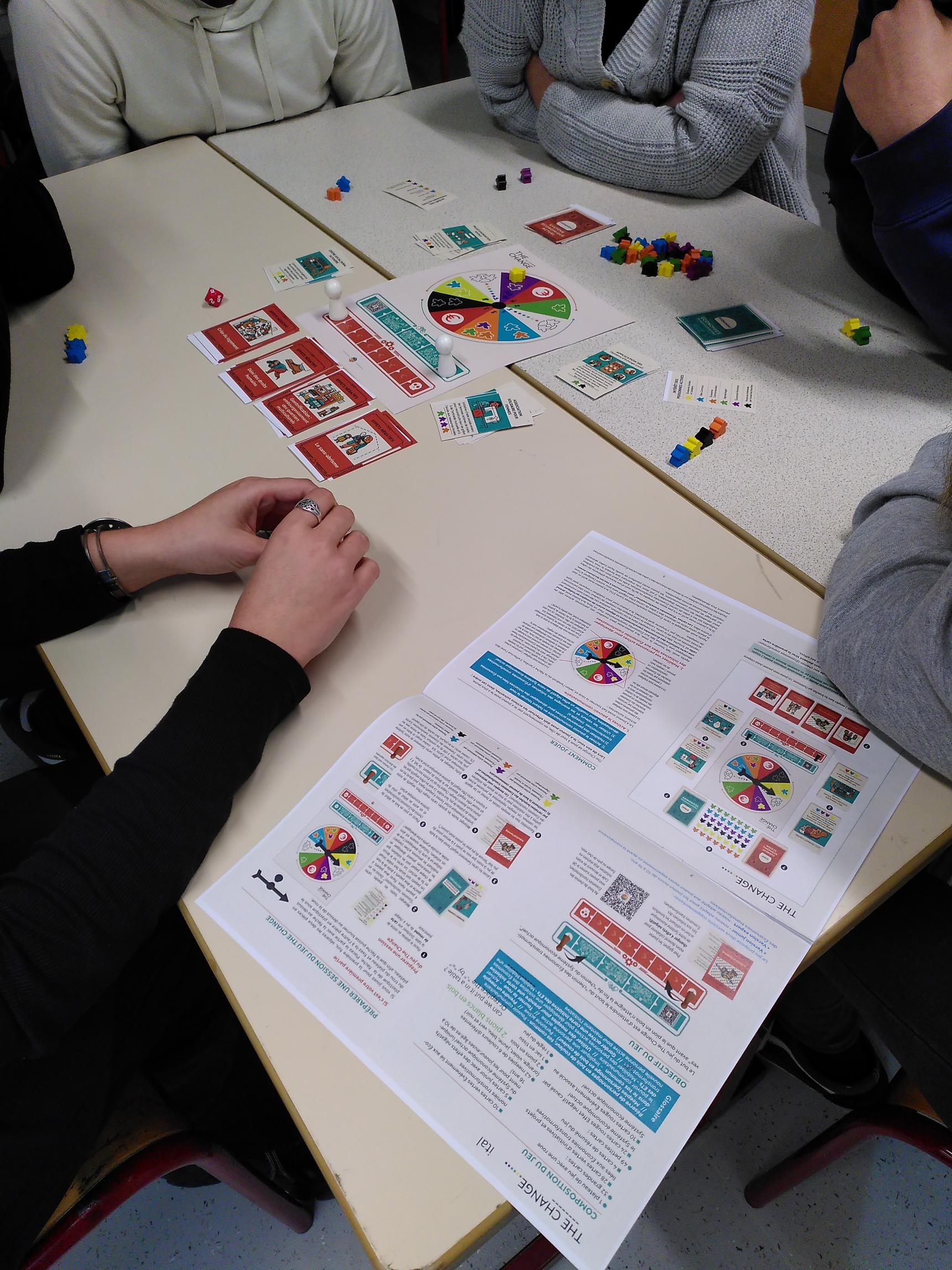 Visuel du plateau de jeu, The Change, issu du projet de game design pour sensibiliser aux économies transformatives