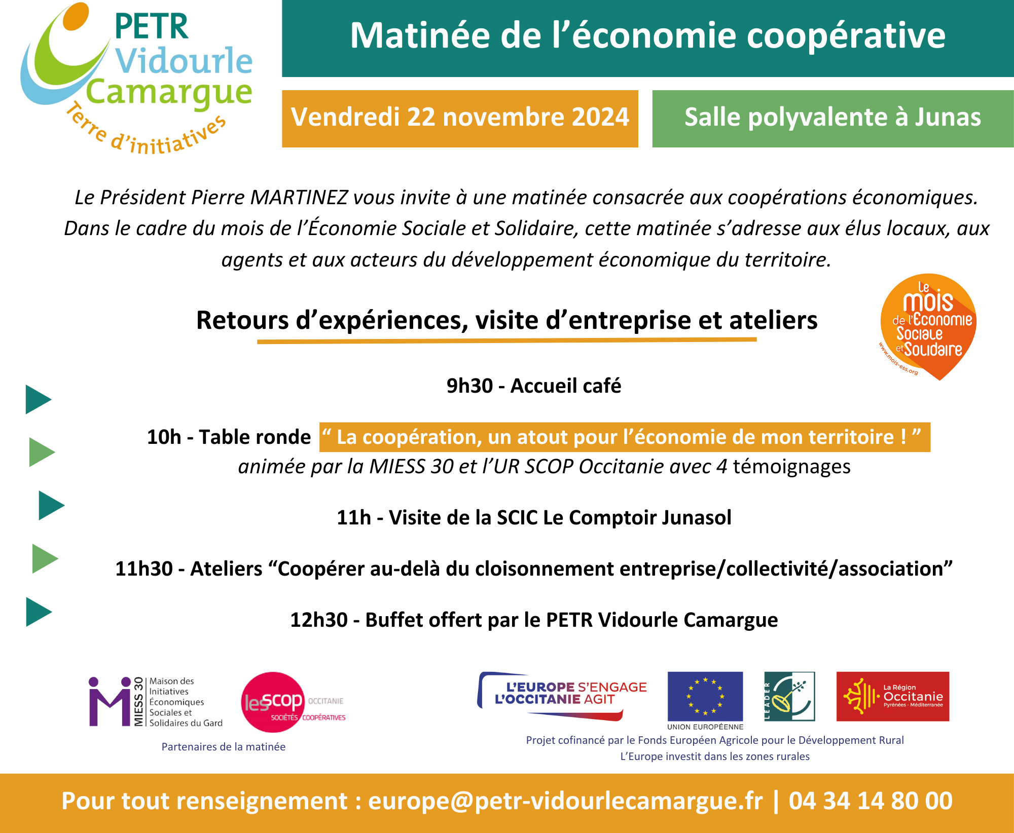 Invitation Matinée éco coopérative PETR Vidourle Camargue