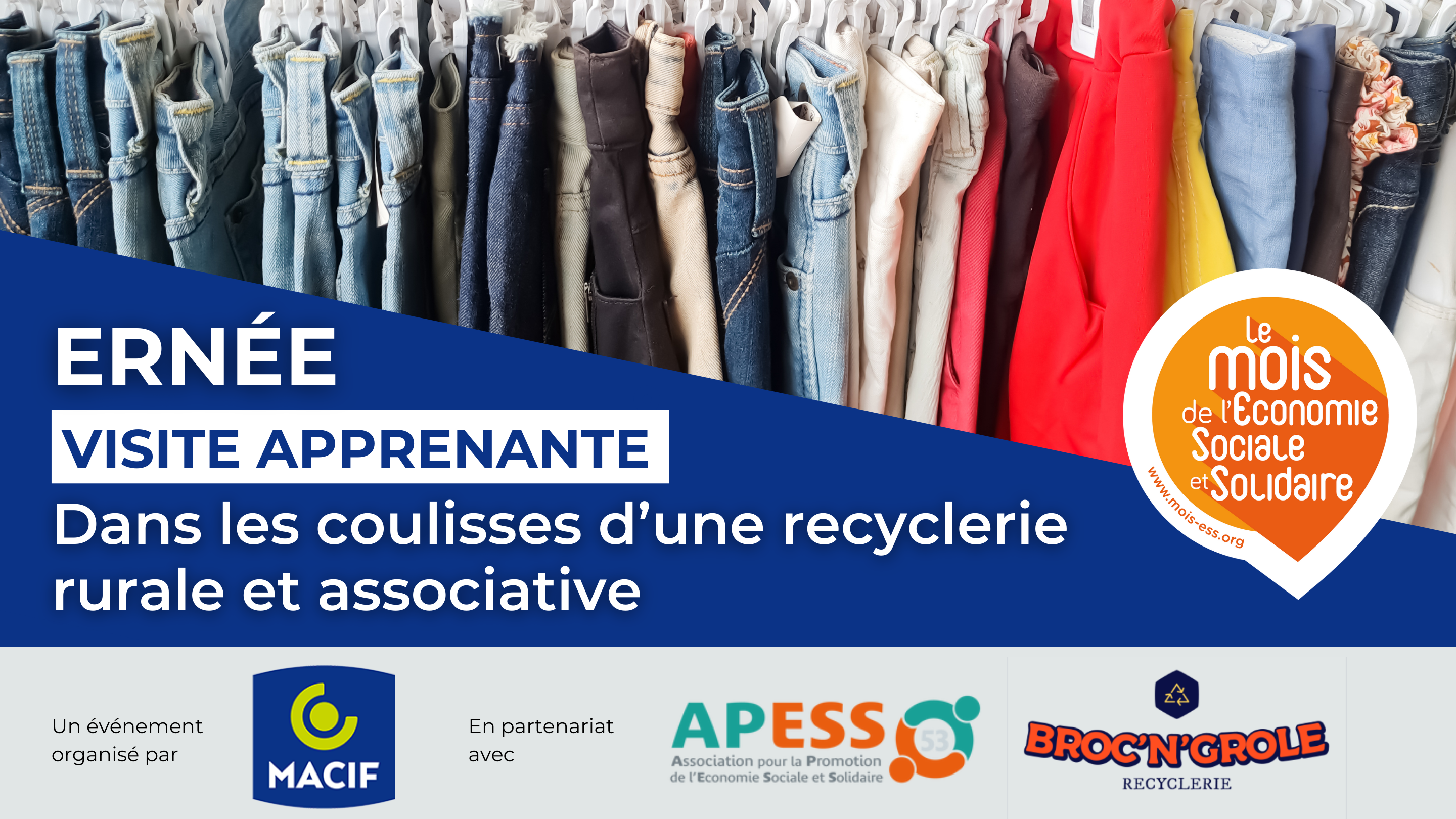 Visite apprenante à Ernée - objets et vêtement d'occasion dans une recyclerie