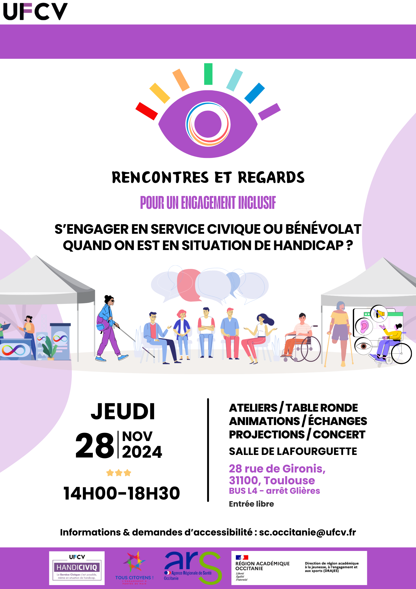 Affiche Rencontres et Regards pour un engagement inclusif