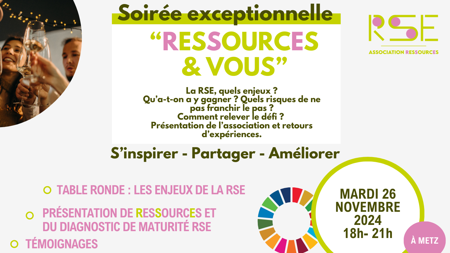 Soiree RSE en Moselle le 26 novembre, par l'association ResSourcEs RSE